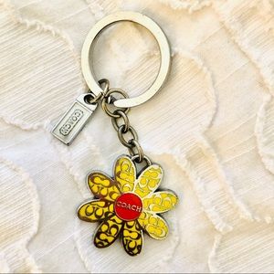 Coach Metal Yellow Flower Key Chain / Key Ring